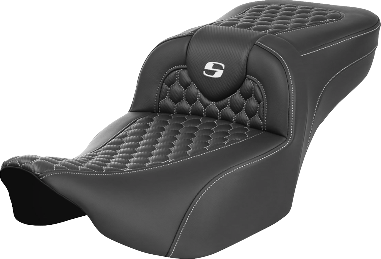 Roadsofa™ Extended Reach Seat - without Backrest - Honeycomb - White Stitch - FLTR/FLHX '23-'24