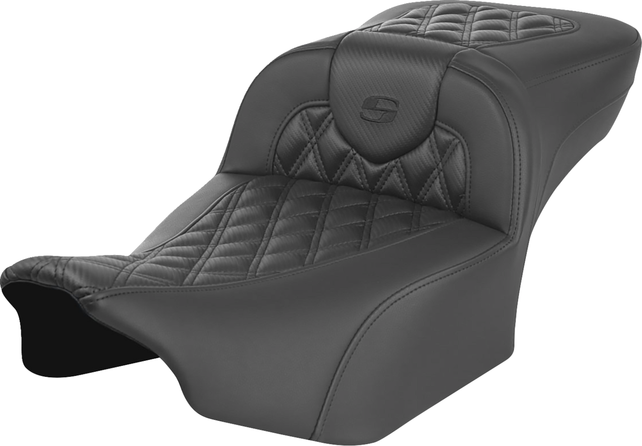 Roadsofa™ Extended Reach Seat - without Backrest - Carbon Fiber - Lattice Stitch - FLTR/FLHX '23-'24