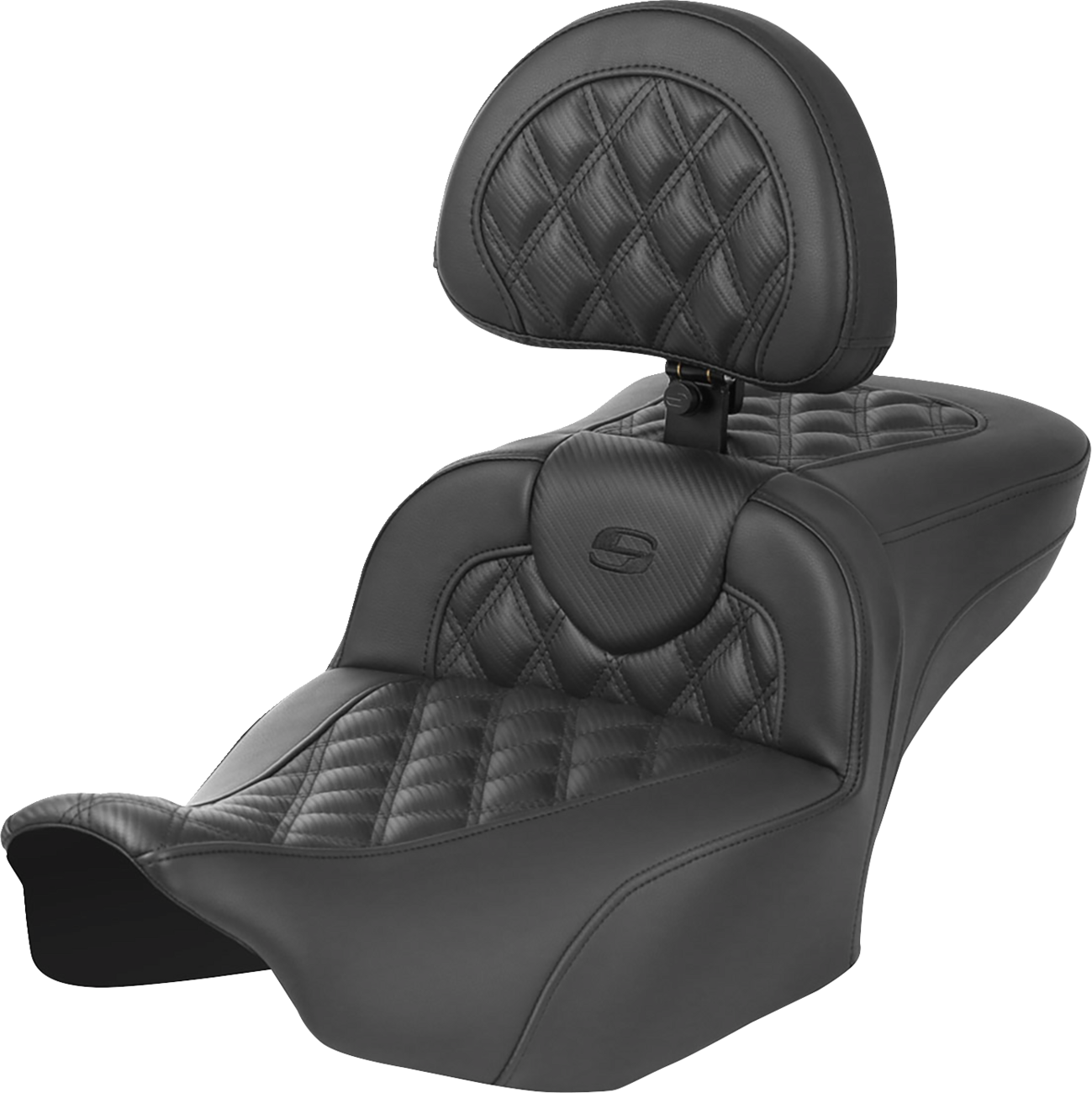 Roadsofa™ Extended Reach Seat - with Backrest - Carbon Fiber - Lattice Stitch - FLTR/FLHX '23-'24
