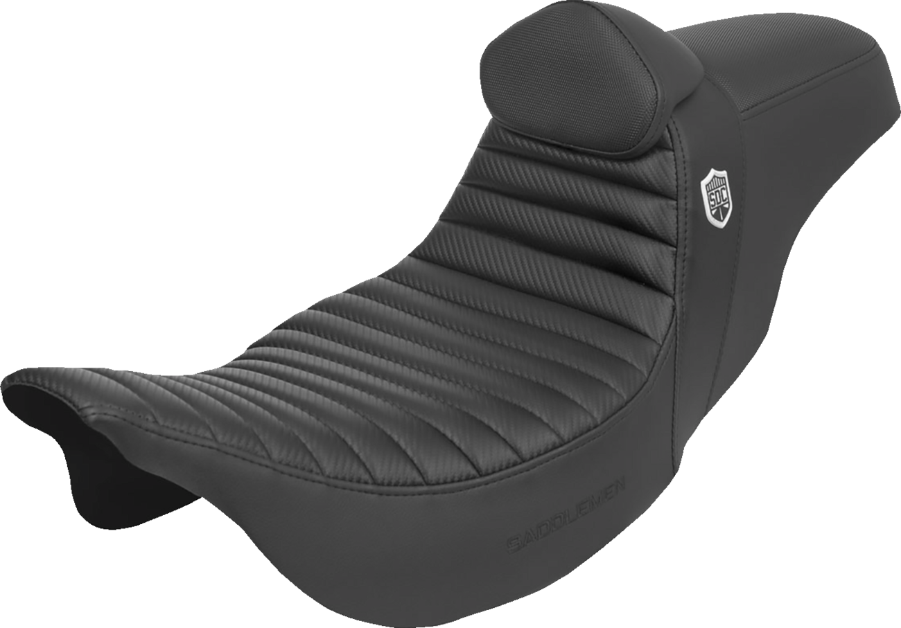Pro Series SDC Performance Seat - w/ Backrest - Tuck-n-Roll/Carbon Fiber - Gripper - FLH/FLT '08-'23