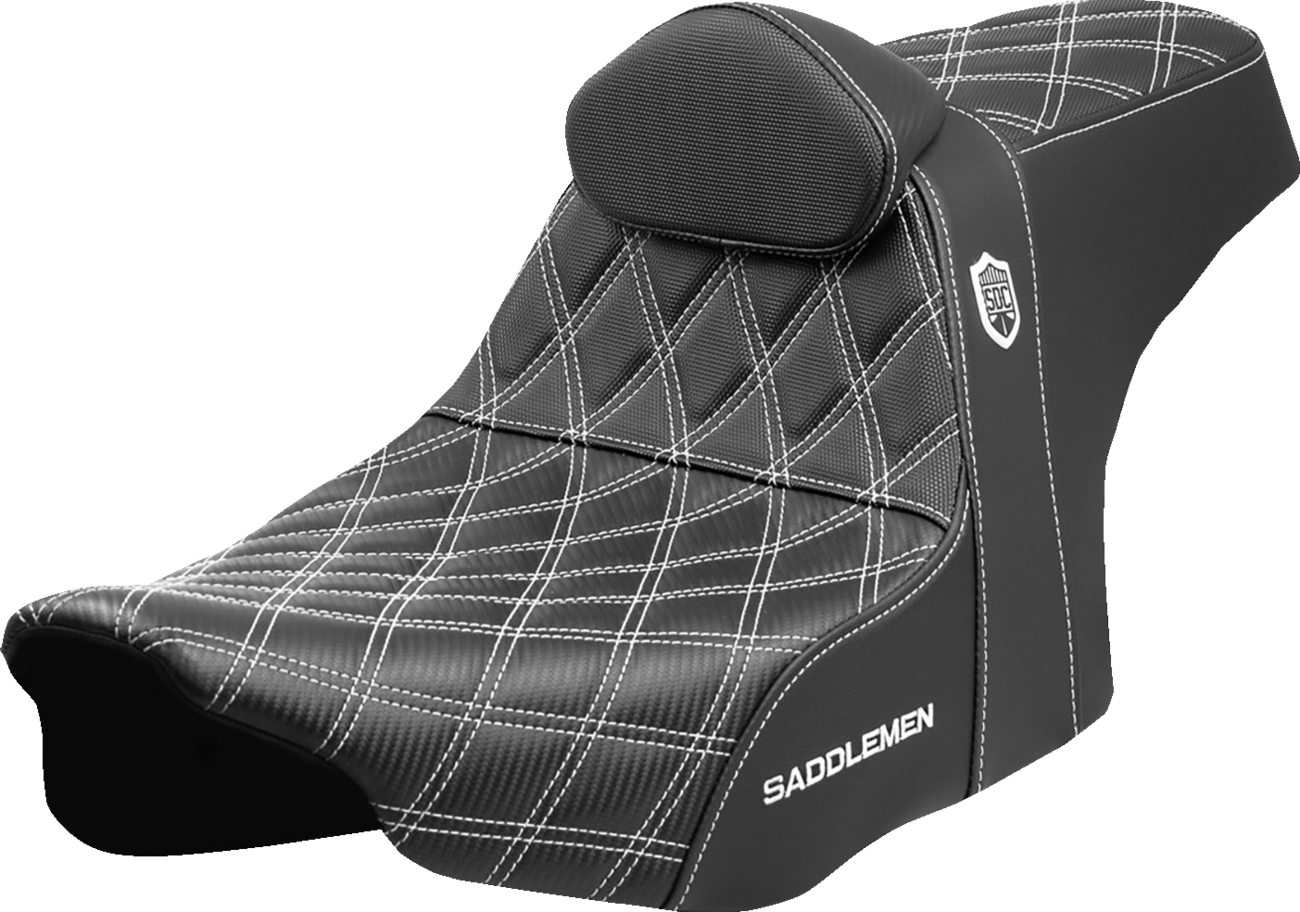 Pro Series SDC Performance Seat - White Stitching - w/ Backrest - FLT/FLH '23-'25