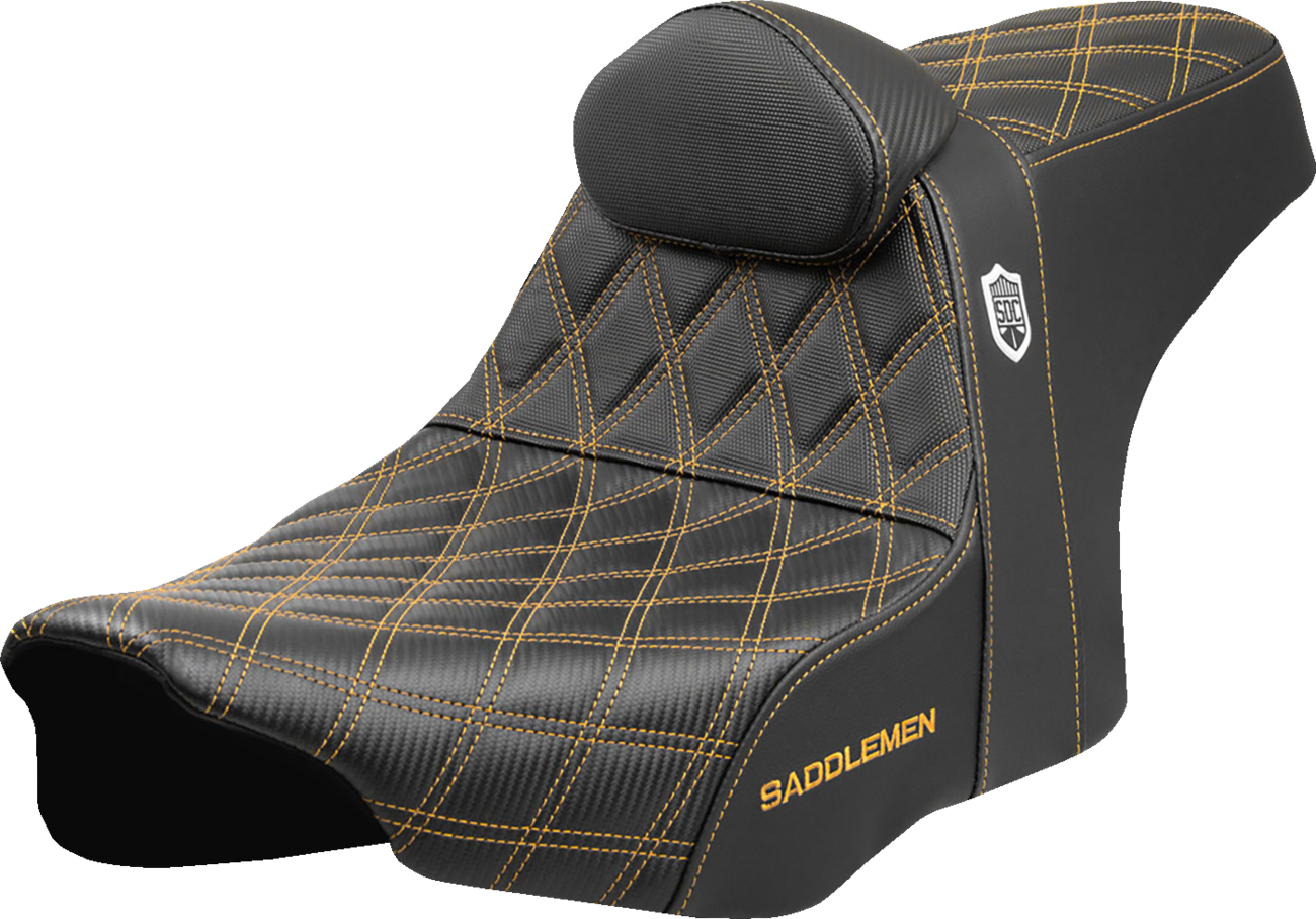 Pro Series SDC Performance Seat - Gold Stitching - w/ Backrest - FLT/FLH '23-'25