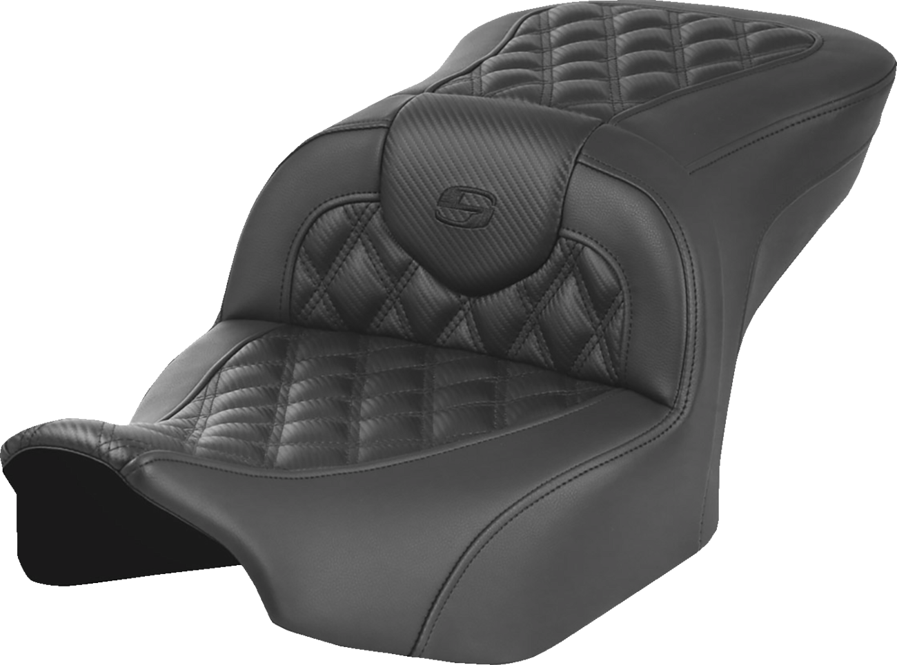Heated Roadsofa™ Seat - Carbon Fiber - Lattice Stitch - w/o Backrest - FLT/FLH '23-'24