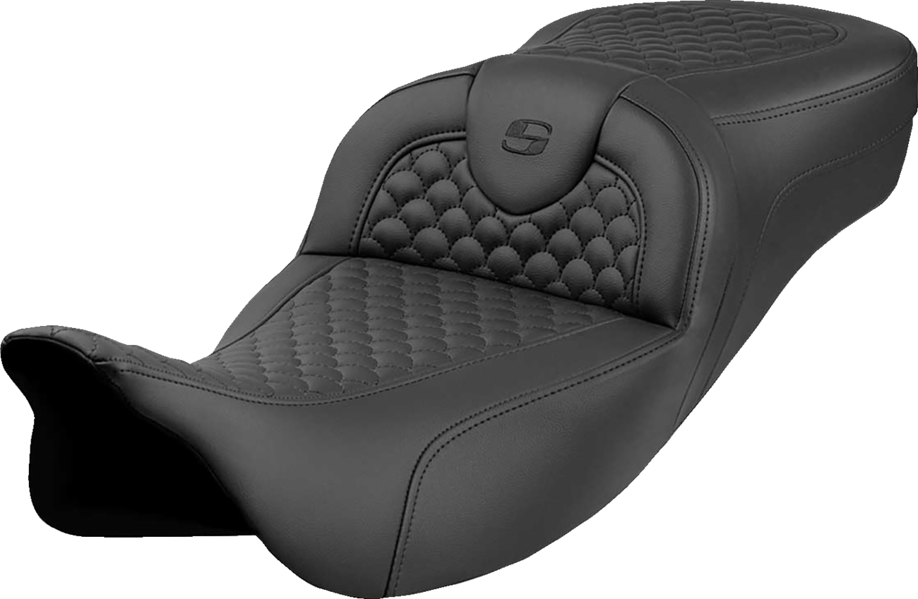 Roadsofa™ Extended Reach Seat - Dragon Scale Stitch - Black Stitch - w/o Backrest - FLH/FLT '08-'24