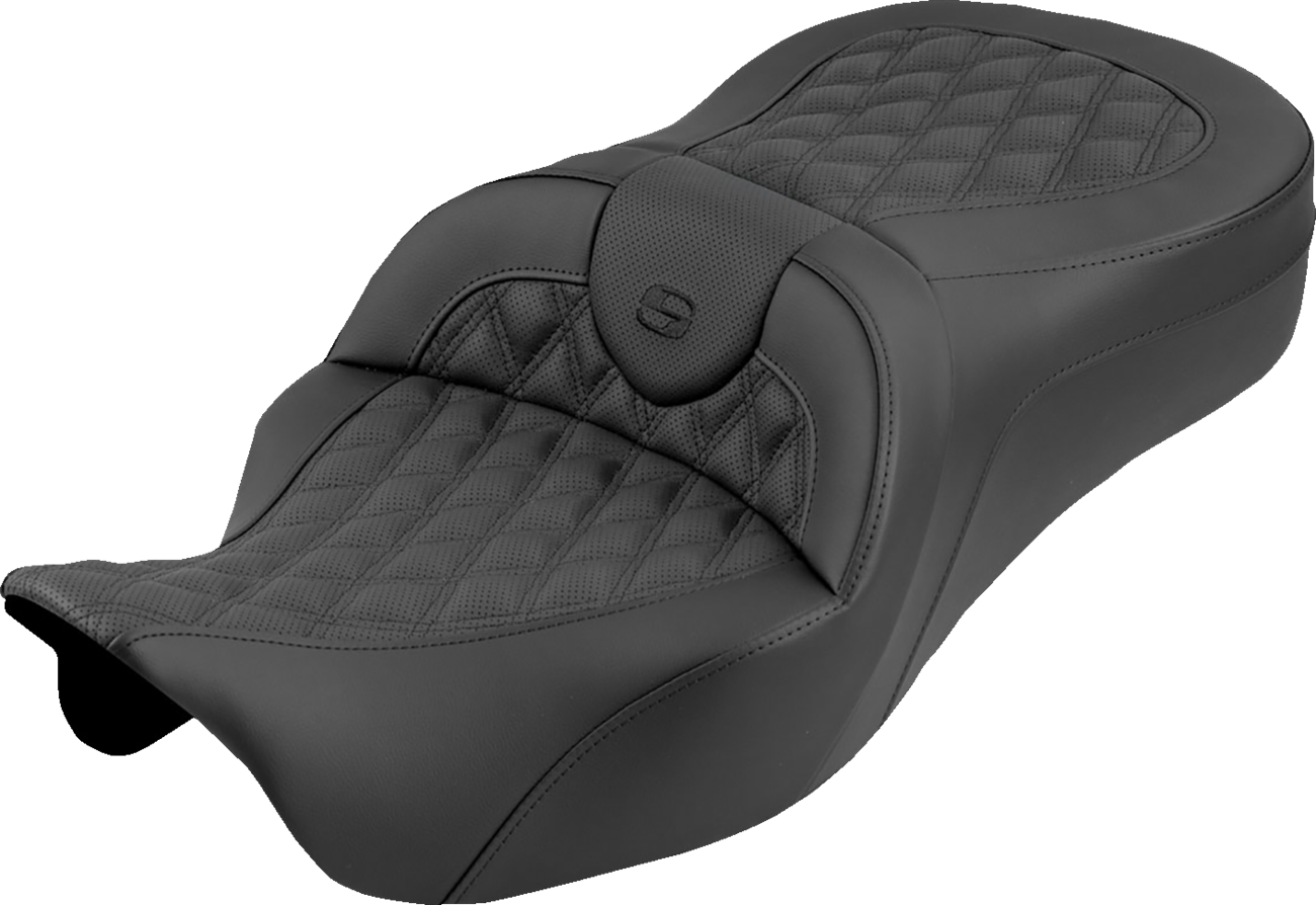 Roadsofa™ King Seat - No Backrest - Lattice Stitch - Black Stitch - FLH/FLT '08-'25