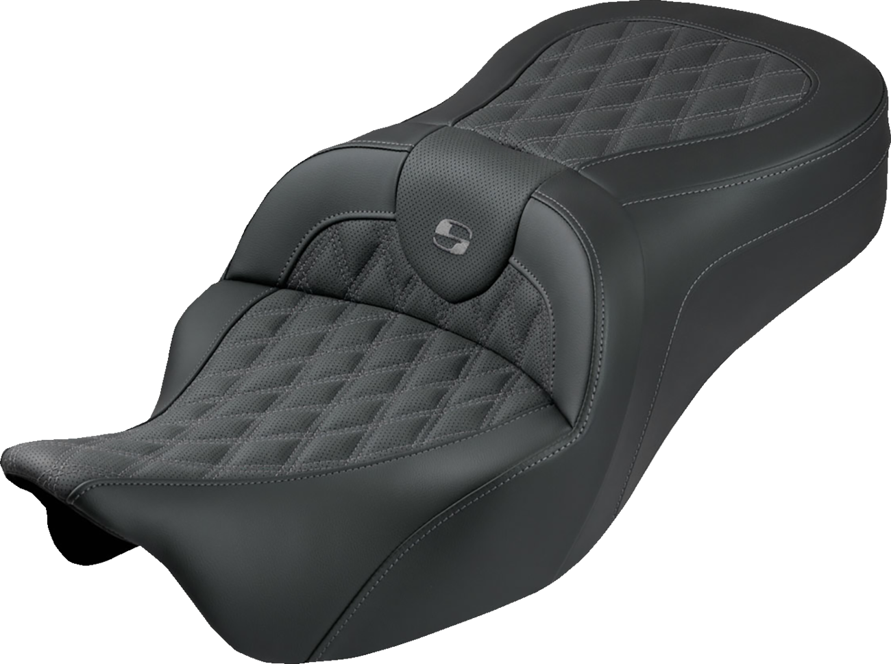Roadsofa™ King Seat - No Backrest - Lattice Stitch - Gray Stitch - FLH/FLT '08-'25