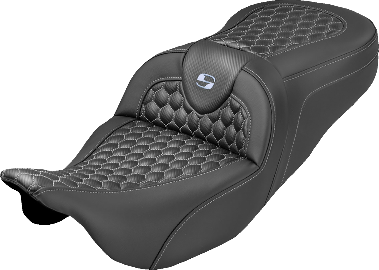 Roadsofa™ Seat - Honeycomb Stitch - Silver Stitch - No Backrest - FLH/FLT '08-'25