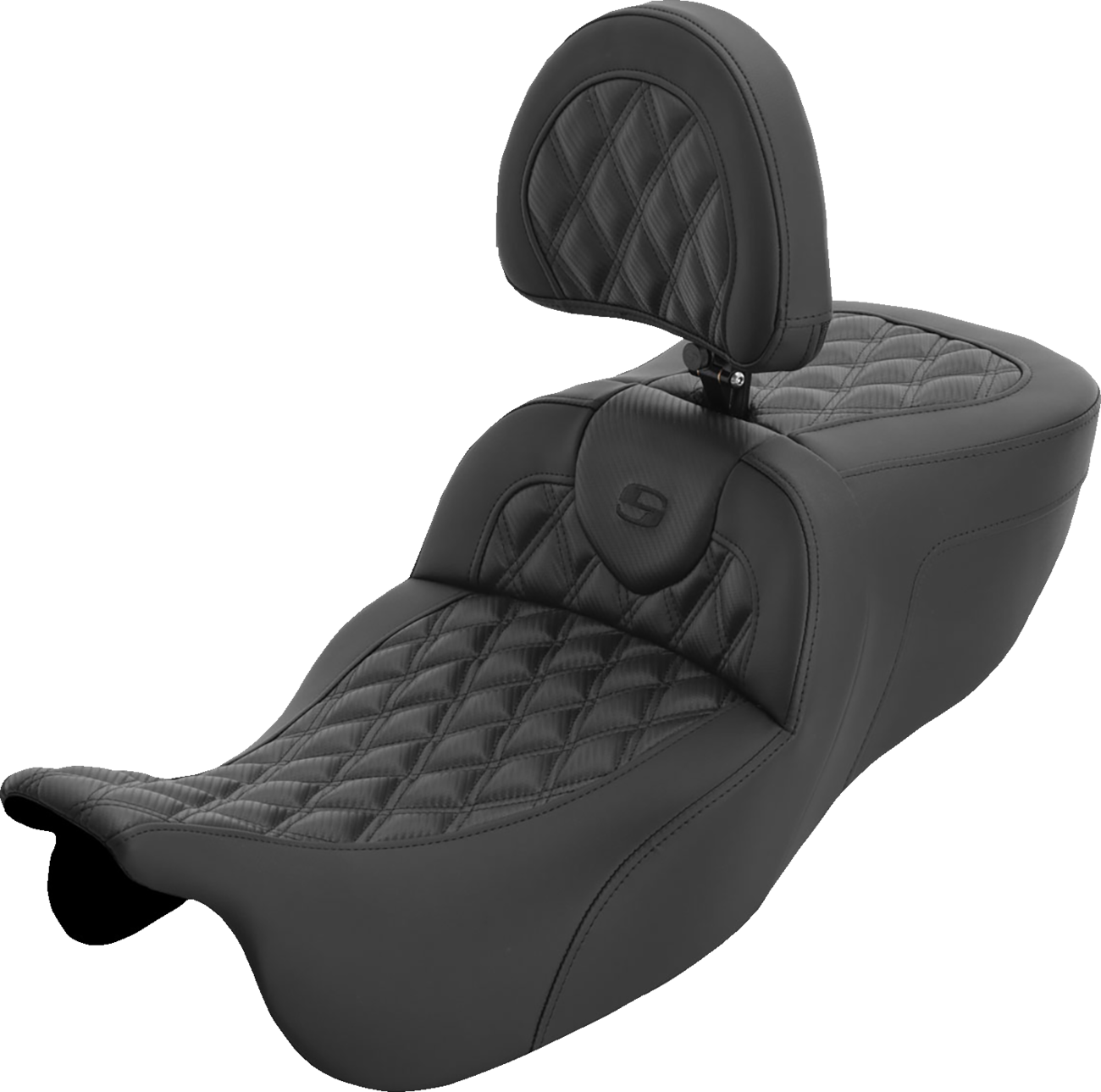 Roadsofa™ Extended Reach Seat - with Backrest - Carbon Fiber Lattice Stitch - FLRT/FLTRT '15-'25