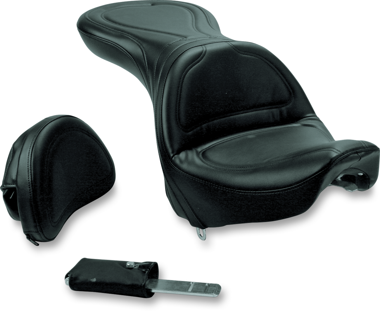 Seat - Explorer™ - With Backrest - Stitched - Black - FXSTD '00-07
