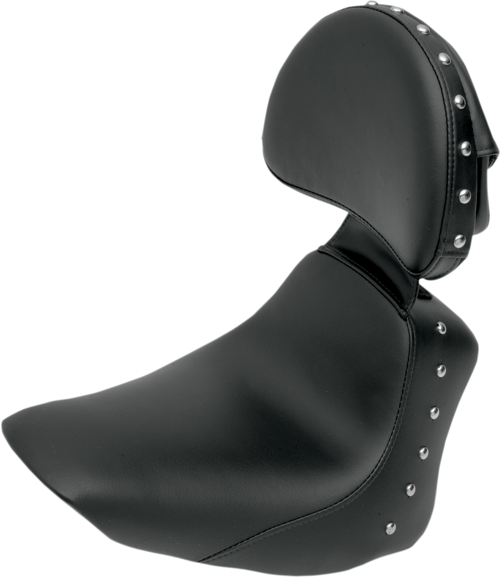 Heels Down Solo Seat - With Backrest - Studded - Black - FLSTC