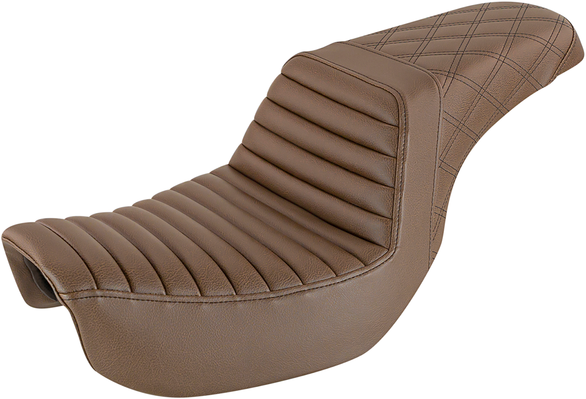 Step-Up Seat - Front Tuck-n-Roll/Rear Lattice Stitch - Brown