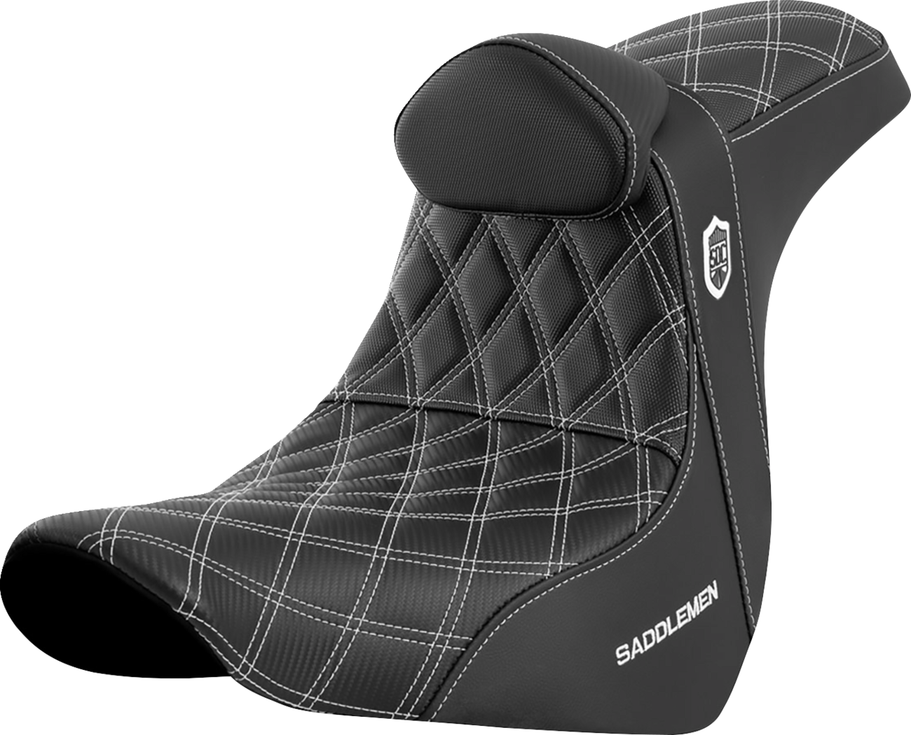 Pro Series SDC Performance Seat - w/ Backrest - White Stitch - FL/FX '18-'23