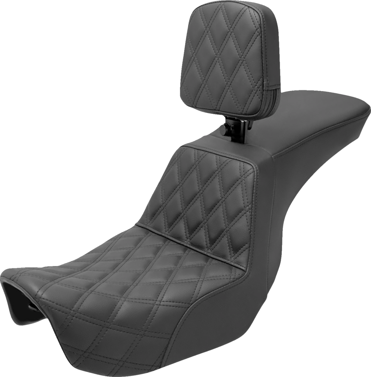 Tour Step-Up Seat - Rider Backrest - Front Lattice Stitch - Dyna '06-'17