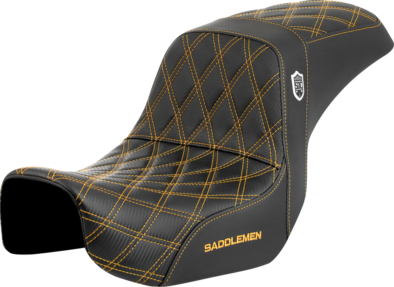 Pro Series SDC Performance Seat - Carbon Fiber/Lumbar Gripper - Gold Stitch - Dyna '06-'17