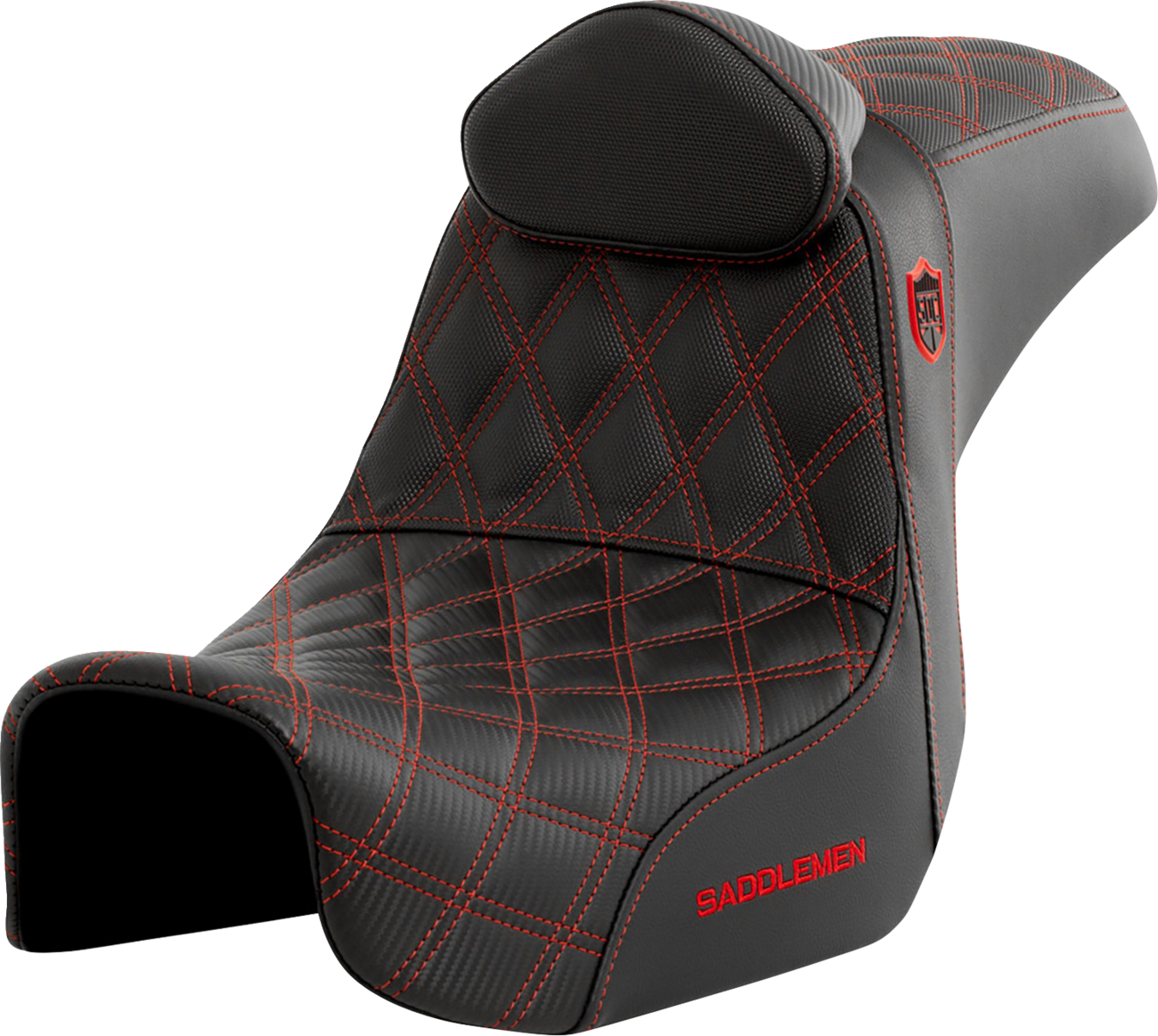 Pro Series SDC Performance Seat - w/ Backrest - Red Stitch - Dyna '06-'17