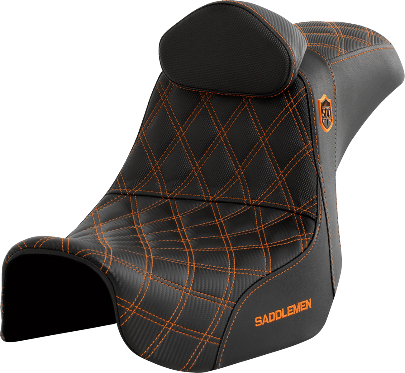 Pro Series SDC Performance Seat - w/ Backrest - Orange Stitch - Dyna '06-'17