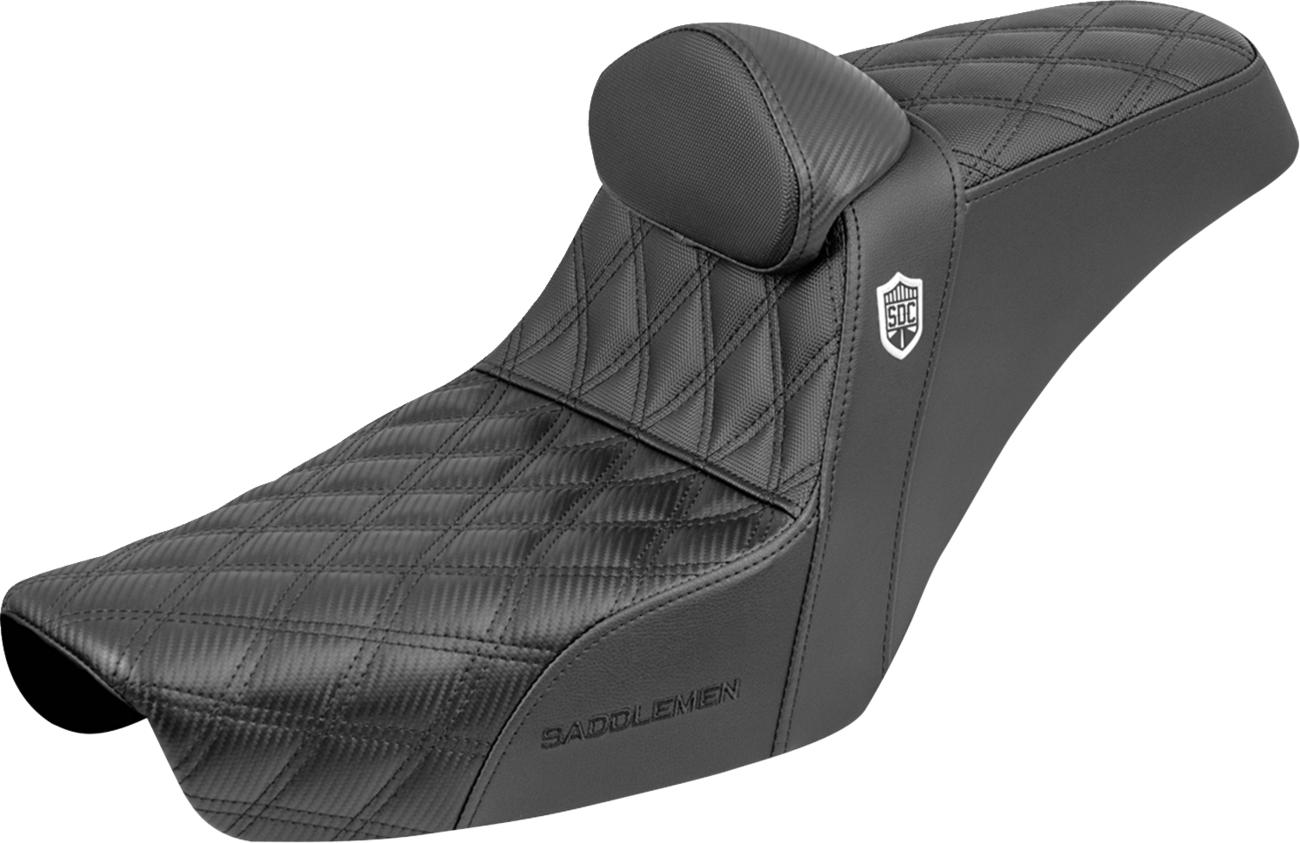 Step-Up Seat - Gripper - Black - with Backrest - FXD '96-'03