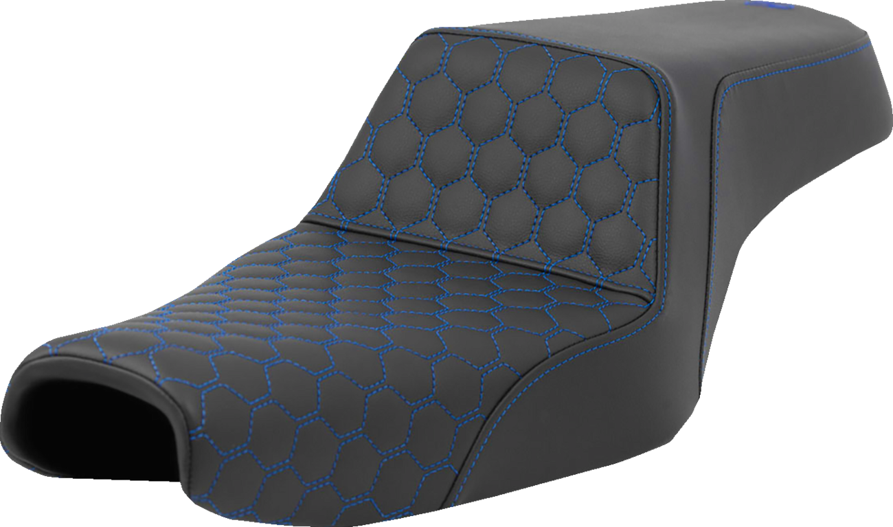 Step-Up Seat - Honeycomb - Blue Stitching - 3.3 Gal Tank - Sportster '04-'22
