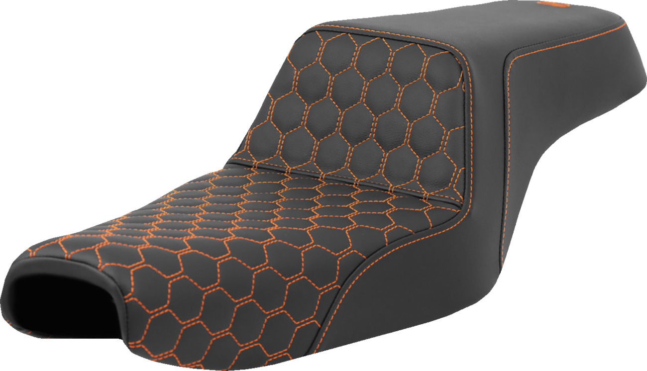Step-Up Seat - Honeycomb - Orange Stitching - 3.3 Gal Tank - Sportster '04-'22