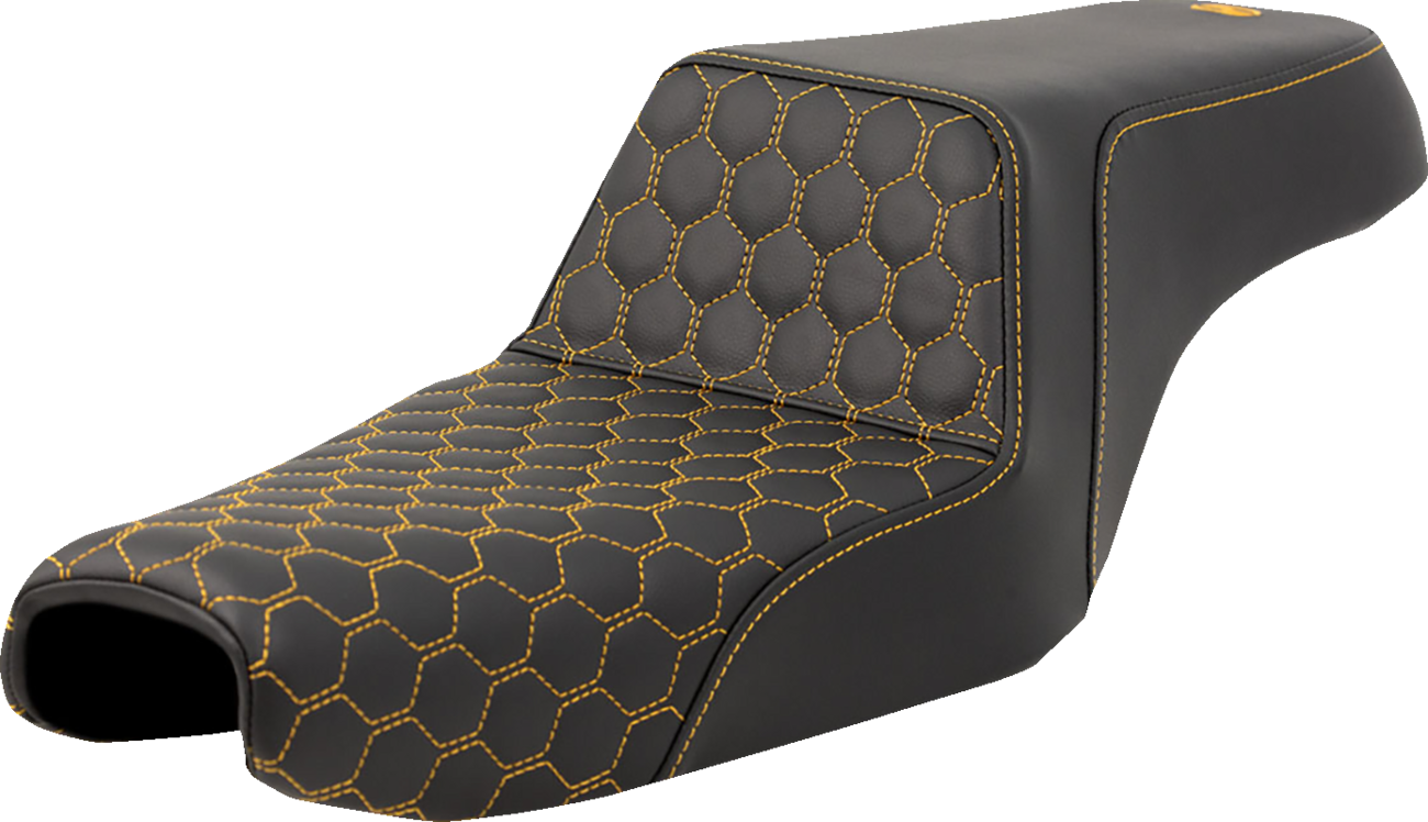 Step-Up Seat - Honeycomb - Gold Stitching - 3.3 Gal Tank - Sportster '04-'22