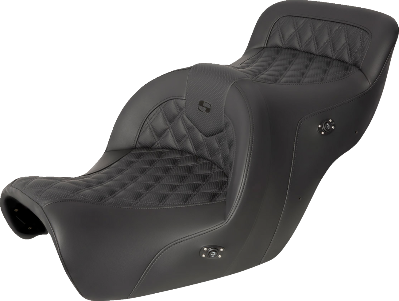 RoadSofa™ Seat - without Backrest - Full Lattice Stitch - Black - Heated - GL1500 '88-'00