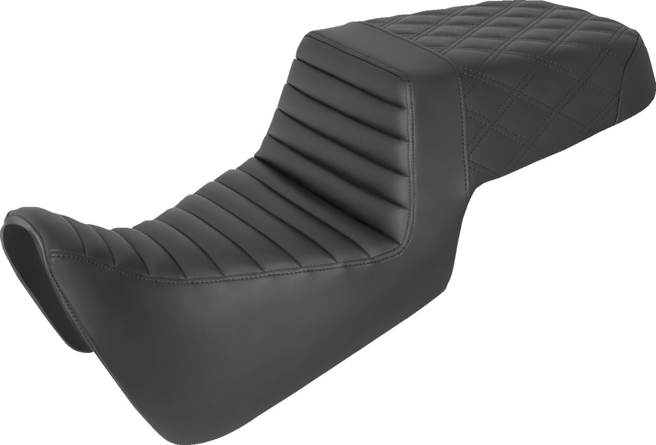 Step-Up Seat - Front Tuck-n-Roll/Rear Lattice Stitch - Black - Pan America '21-'24