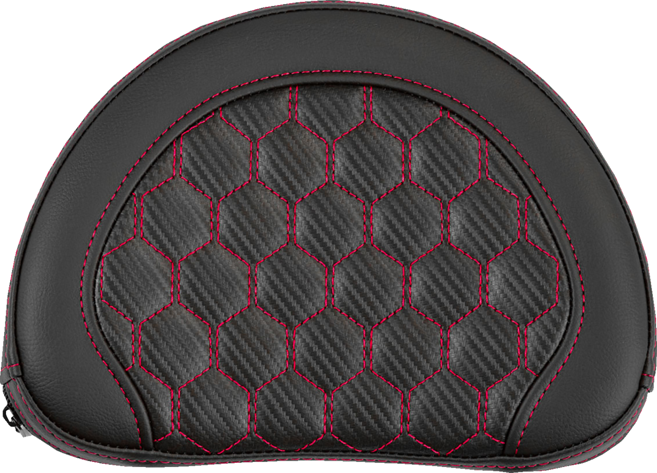 RoadSofa™ Sissy Bar Pad - Honeycomb - Red Stitching