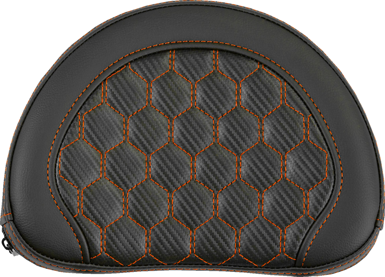 RoadSofa™ Sissy Bar Pad - Honeycomb - Orange Stitching