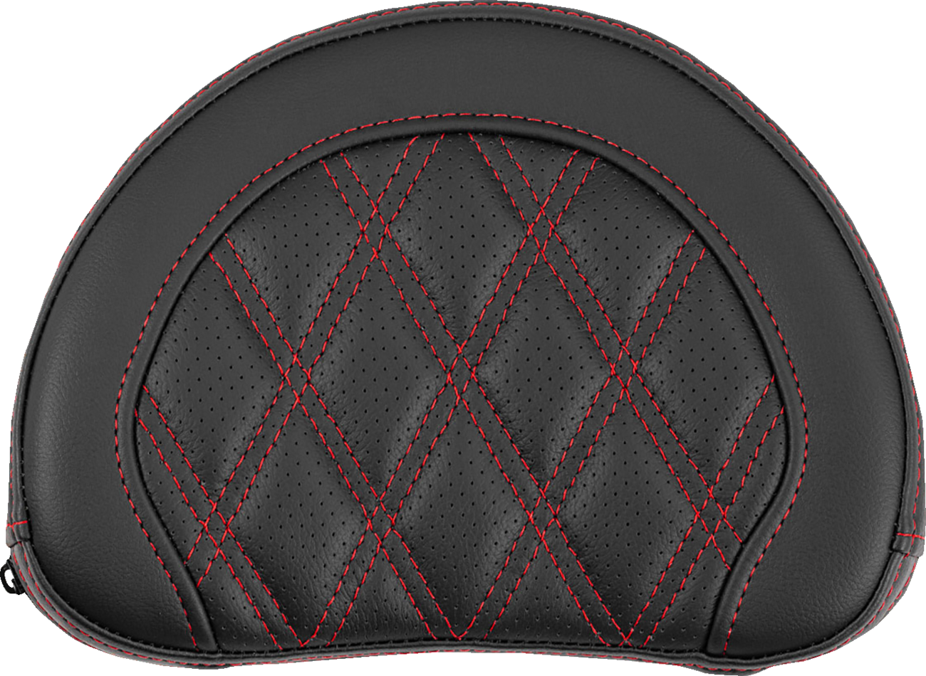 Contoured Sissy Bar Pad - Lattice Stitch - Red Stitch