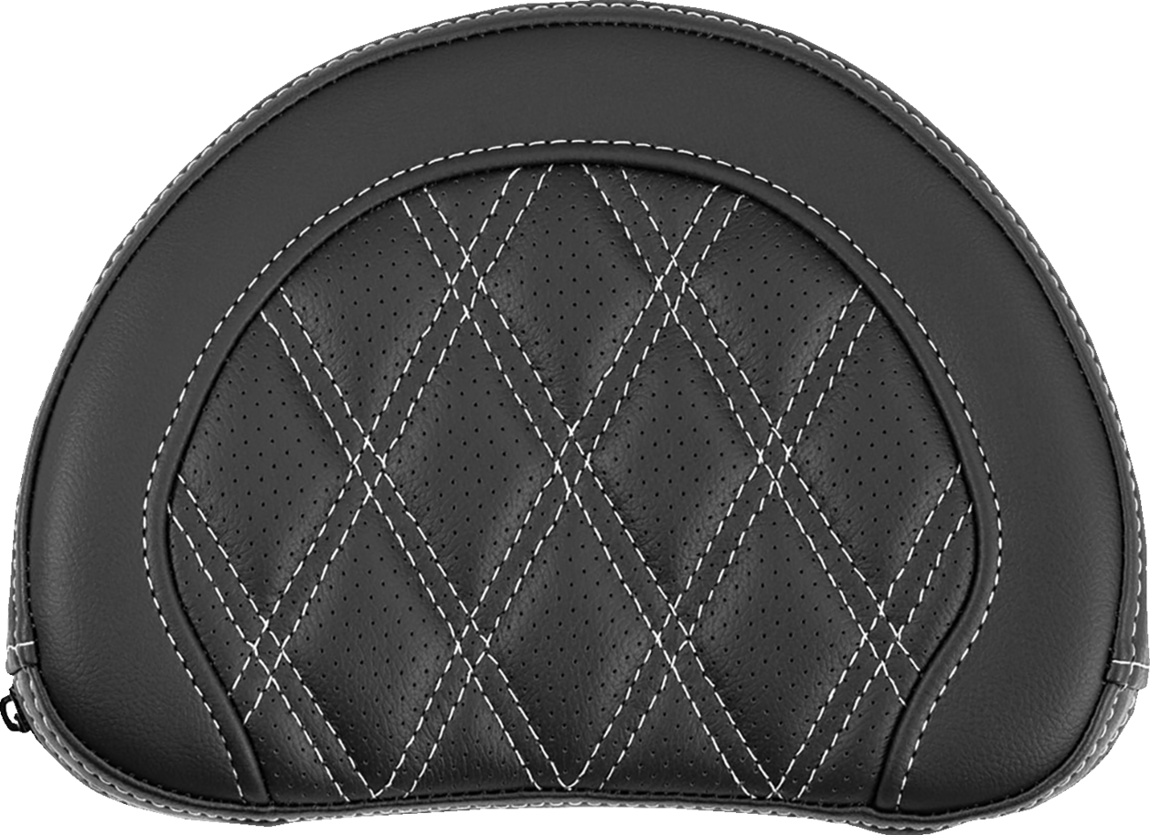 Contoured Sissy Bar Pad - Lattice Stitch - White Stitch