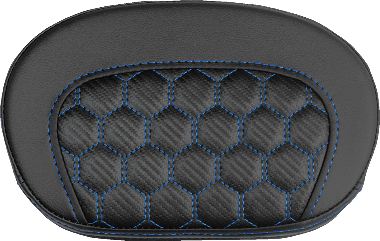 Mini Contour Sissy Bar Pad - Honeycomb - Blue Stitch