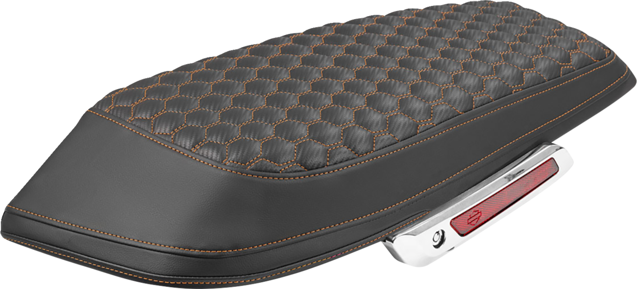Saddlebag Lid Covers - Honeycomb - Orange Stitch - FLH/FLT '23-'25