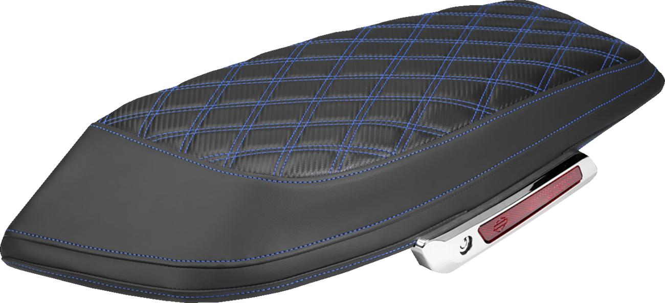Saddlebag Lid Covers - Lattice - Carbon Fiber - Blue Stitch - FLH/FLT '23-'26