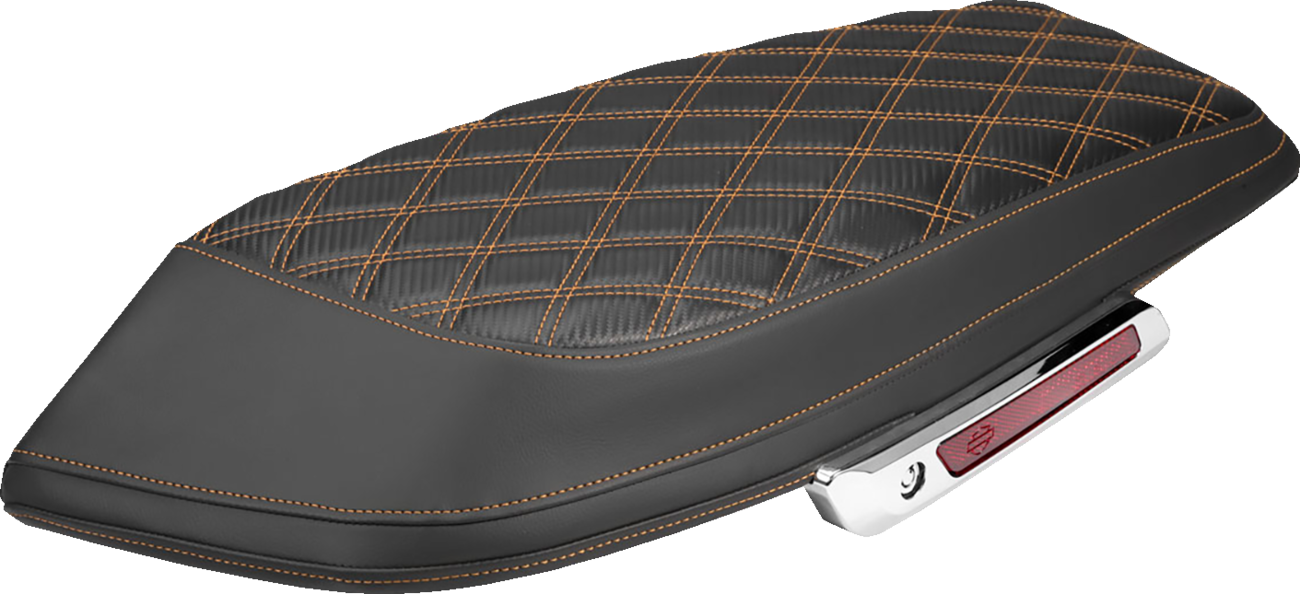 Saddlebag Lid Covers - Lattice - Carbon Fiber - Orange Stitch - FLH/FLT '23-'26