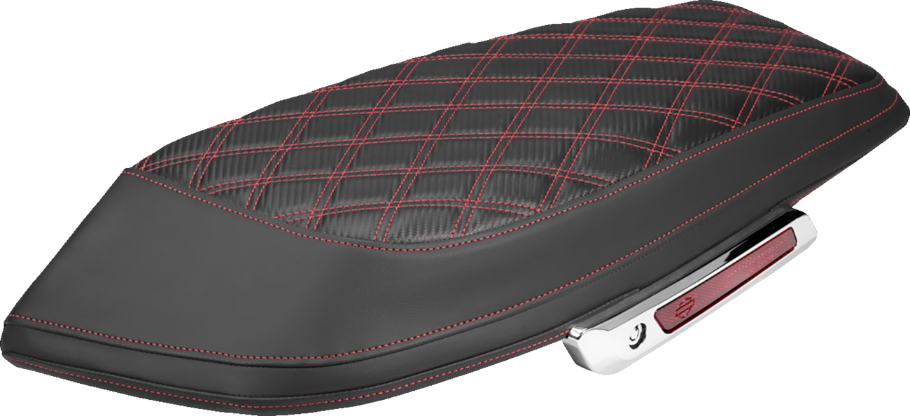 Saddlebag Lid Covers - Lattice - Carbon Fiber - Red Stitch - FLH/FLT '23-'26
