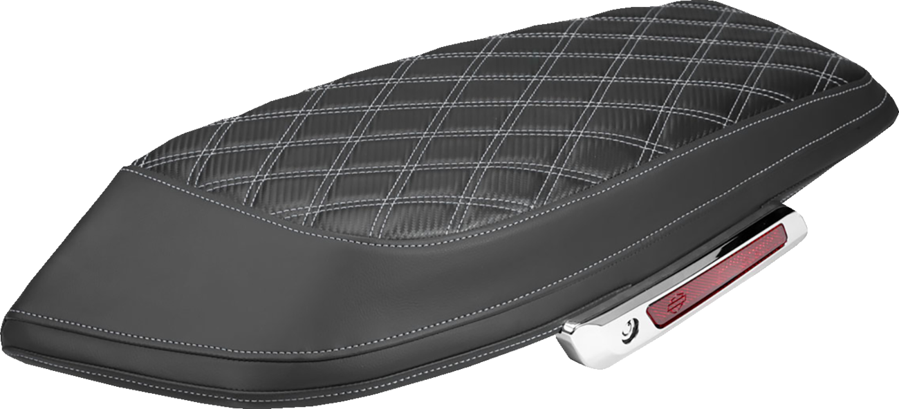 Saddlebag Lid Covers - Lattice - Carbon Fiber - Silver Stitch - FLH/FLT '23-'26