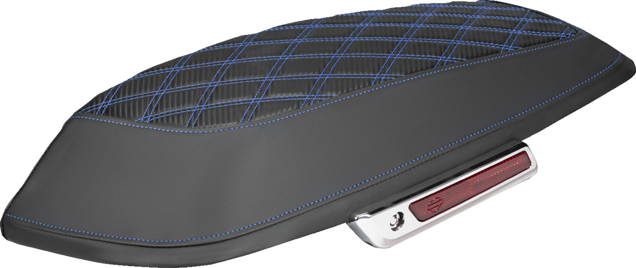Saddlebag Lid Covers - Lattice - Carbon Fiber - Blue Stitch - FLH/FLT '14-'24