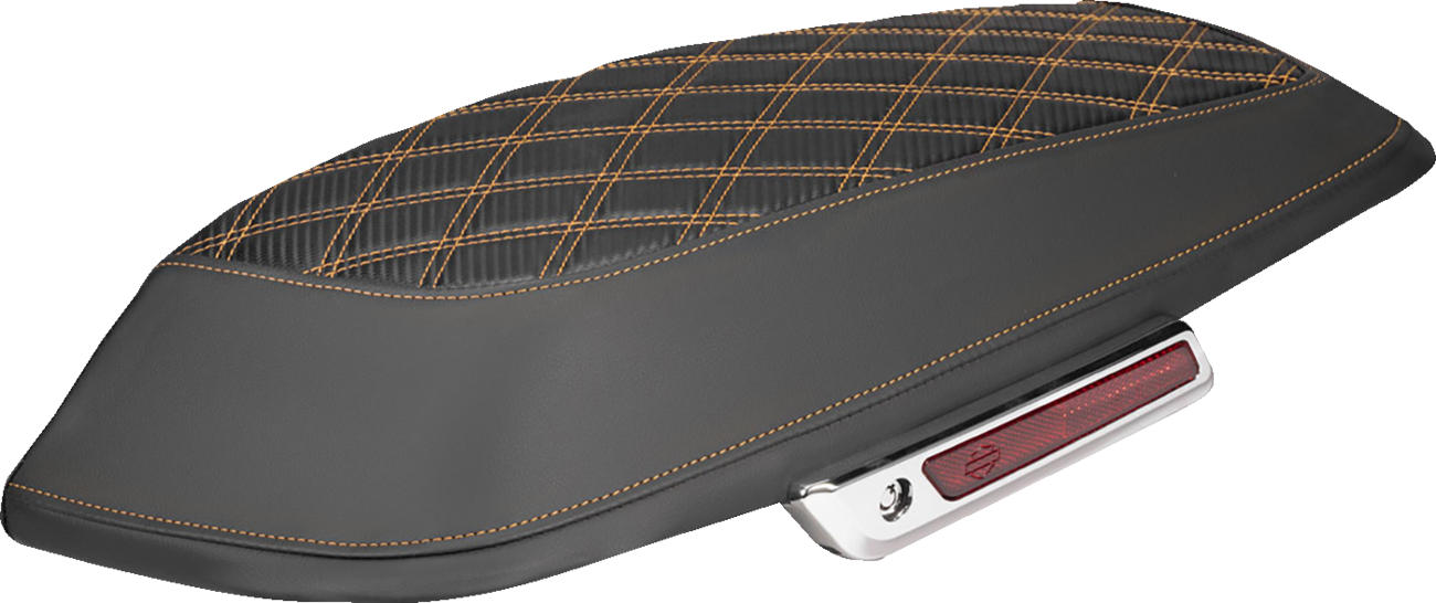 Saddlebag Lid Covers - Lattice - Carbon Fiber - Orange Stitch - FLH/FLT '14-'24