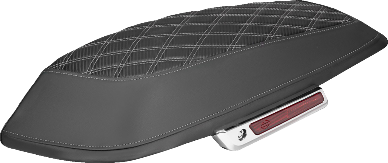 Saddlebag Lid Covers - Lattice - Carbon Fiber - Silver Stitch - FLH/FLT '14-'24