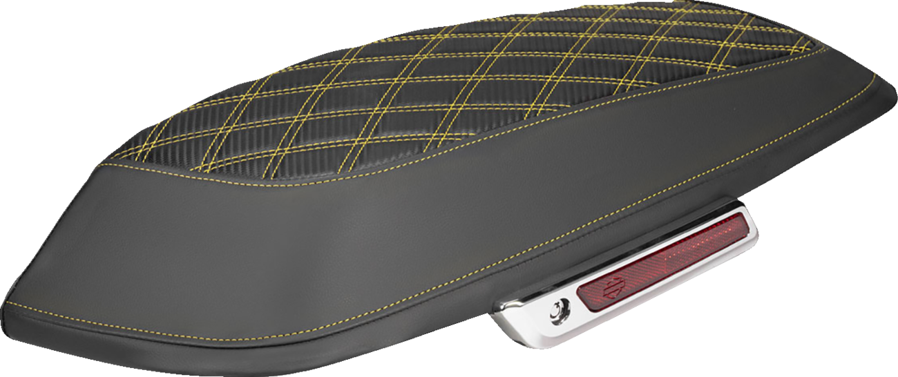 Saddlebag Lid Covers - Lattice - Carbon Fiber - Gold Stitch - FLH/FLT '14-'24