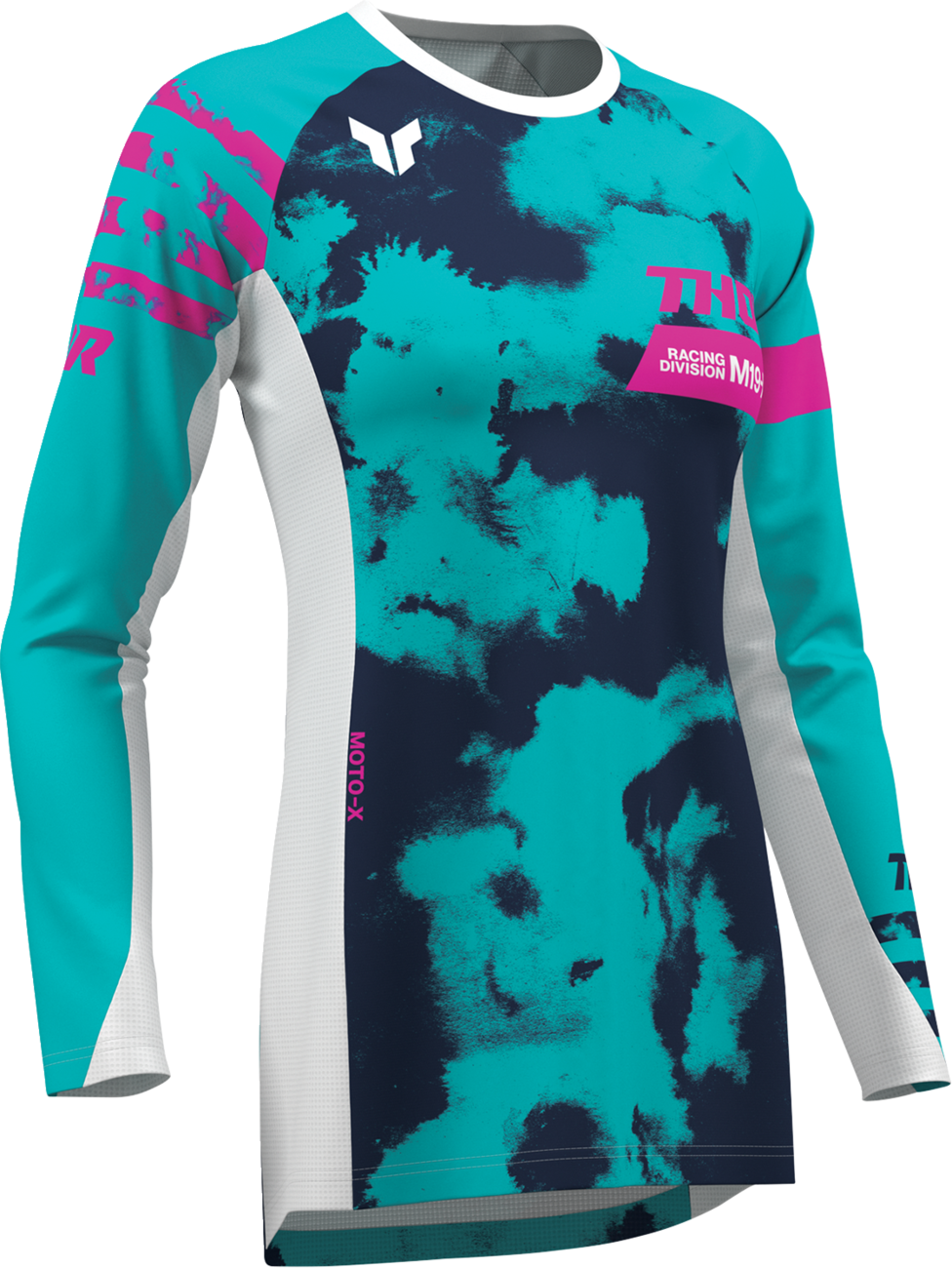 Women's Launchmode Bleach Jersey - White/Aqua - Large