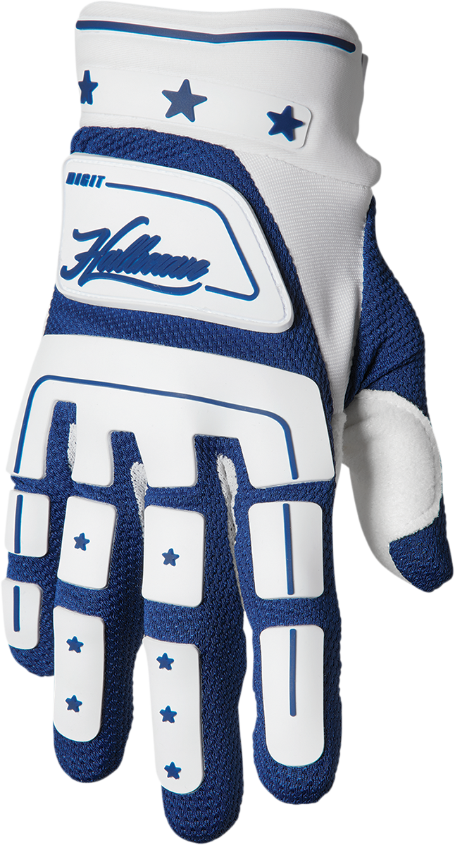 Hallman Digit Gloves - White/Navy - Small