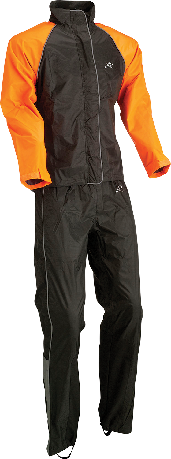 Women's 2-Piece Rainsuit - Black/Orange - Small